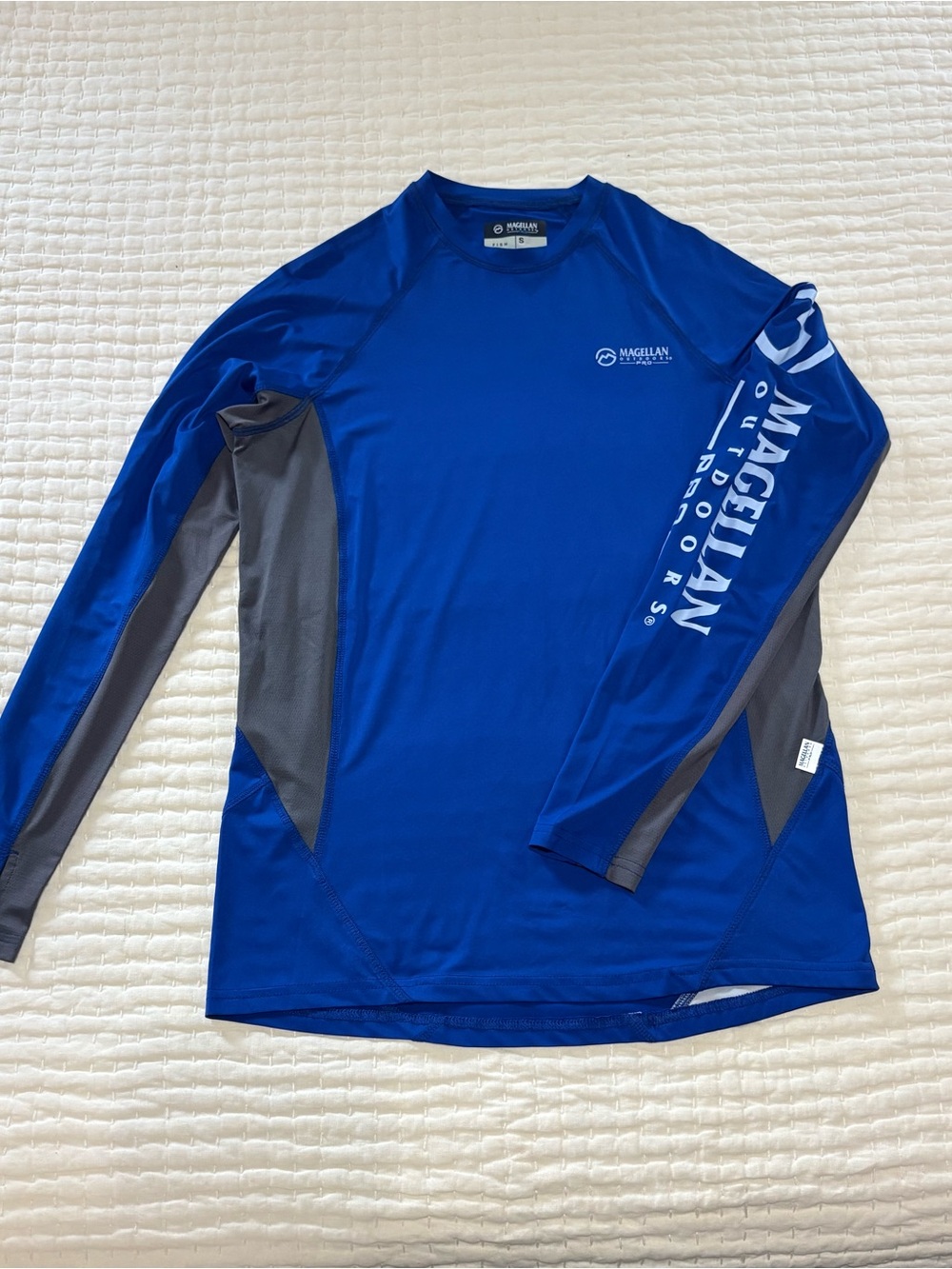 Magellan Outdoors PRO Royal Blue and Gray Women’s Long-Sleeve Casting Shirt